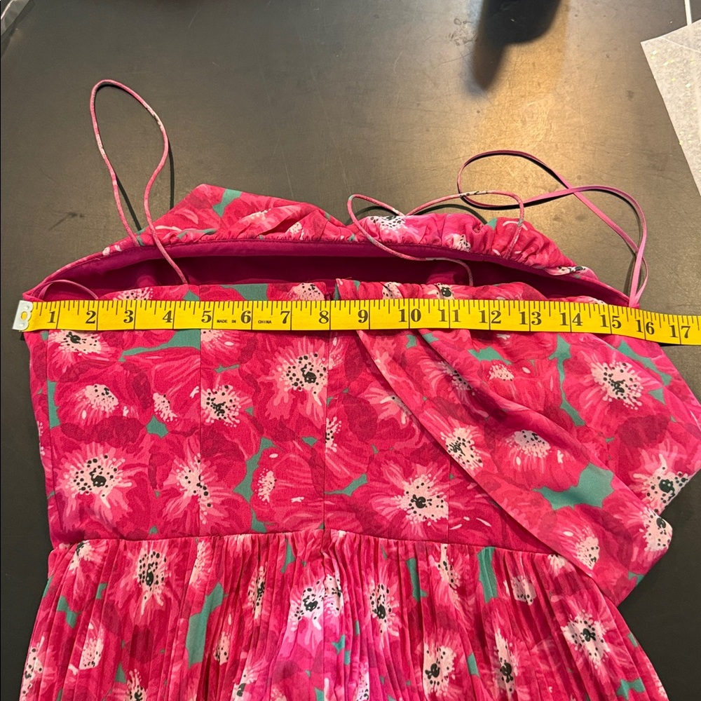 AMUR NWT Raspberry Floral One Shoulder Pleated Maxi Gown Wedding Guest Dress - Picture 8 of 10